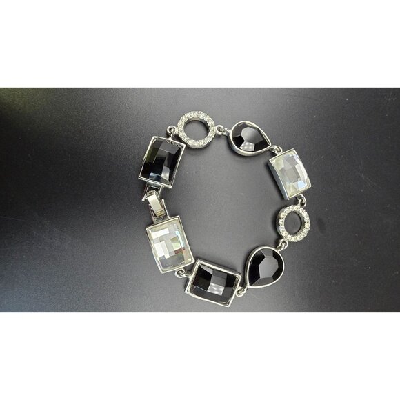 Lia Sophia Jewelry - Lia Sophia Party On Silver-Tone Bracelet With Black & Clear Cut Crystals
